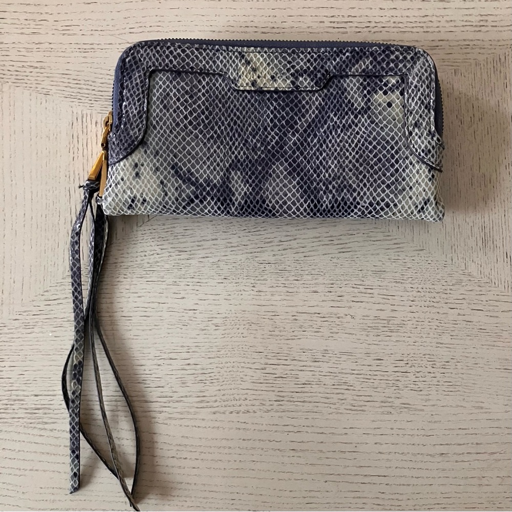Aimee Kestenberg Cobra Embossed Leather Gala Clutch/Double Zip Wallet